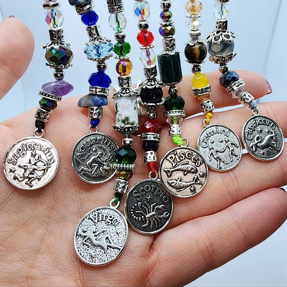 Zodiac Gemstone Keychain / Phone Jewelry,  made to order - Picture 4 of 5